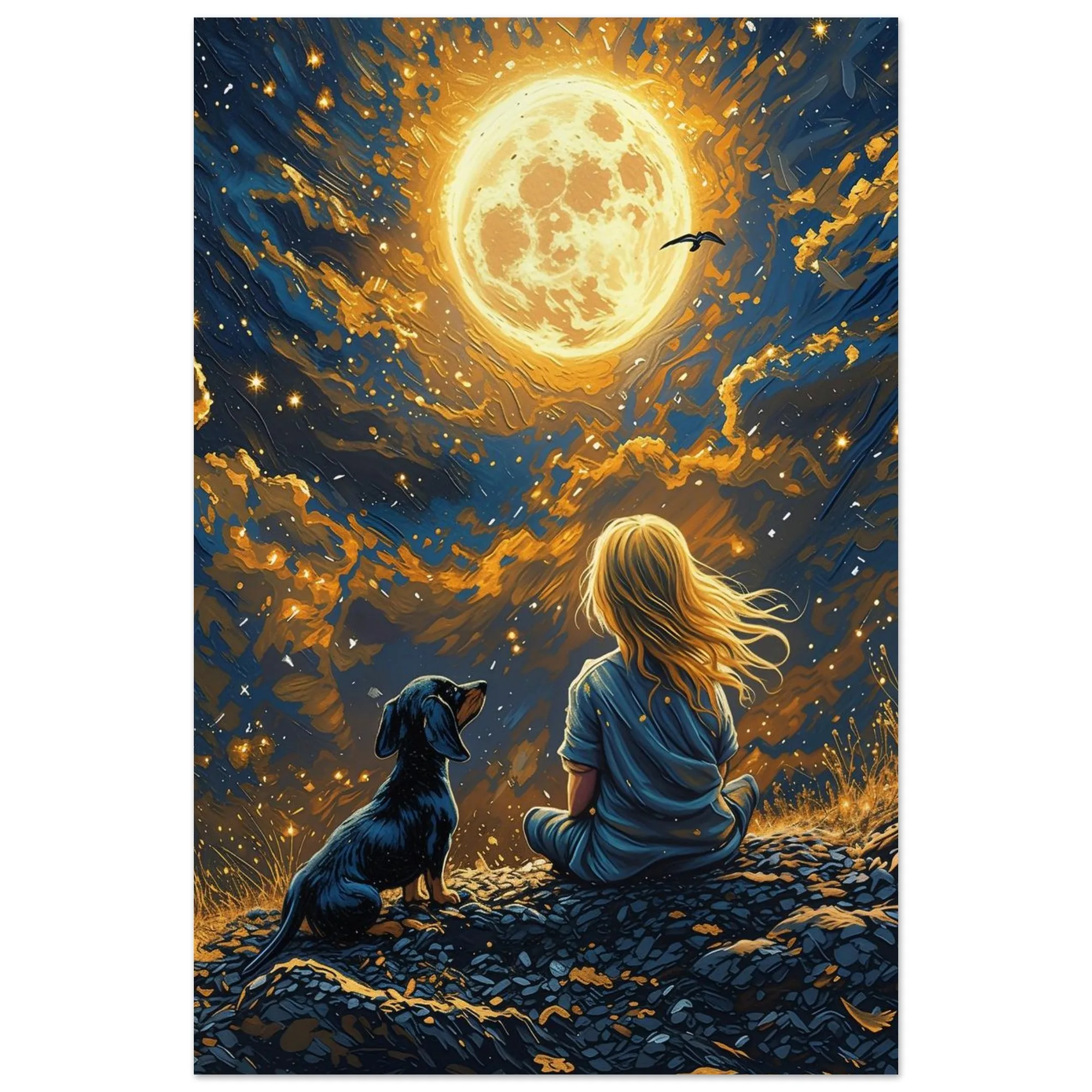 Kunstdruck „Blick zum Vollmond“